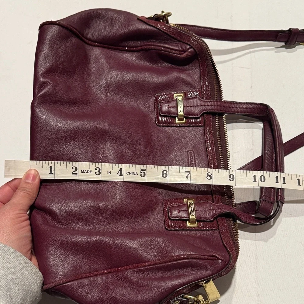 Coach Maroon Leather Satchel with Gold Accents